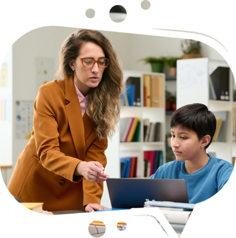 Teacher teaching student